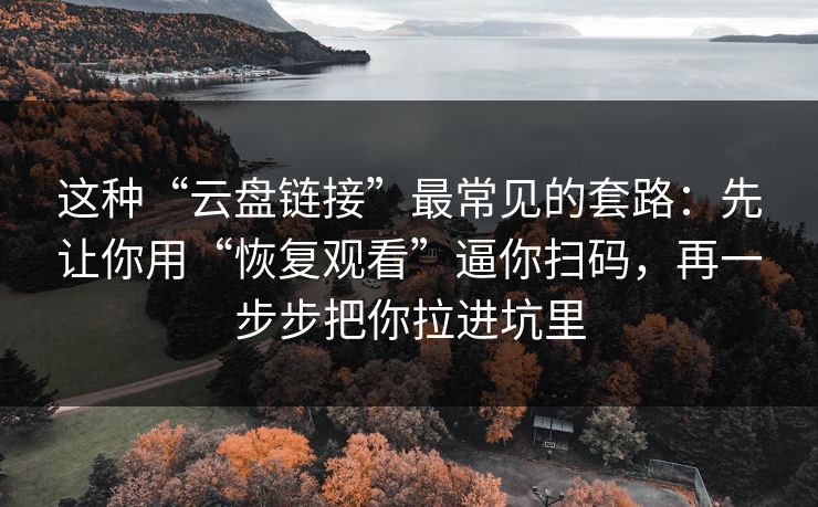 这种“云盘链接”最常见的套路：先让你用“恢复观看”逼你扫码，再一步步把你拉进坑里