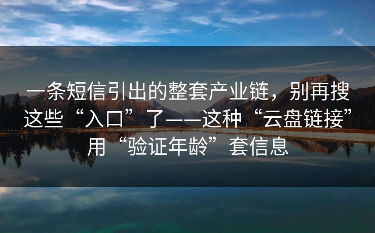 一条短信引出的整套产业链,别再搜这些“入口”了——这种“云盘链接”用“验证年龄”套信息 第1张 一条短信引出的整套产业链,别再搜这些“入口”了——这种“云盘链接”用“验证年龄”套信息 第1张