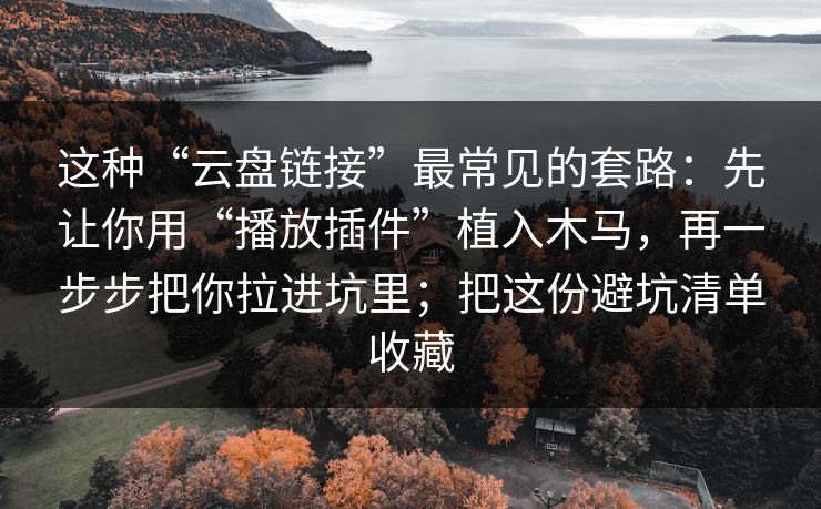 这种“云盘链接”最常见的套路：先让你用“播放插件”植入木马，再一步步把你拉进坑里；把这份避坑清单收藏