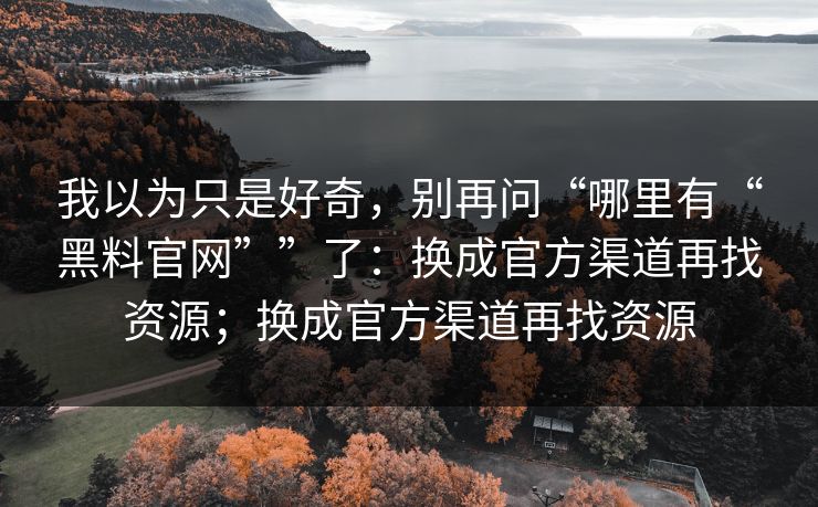 我以为只是好奇，别再问“哪里有“黑料官网””了：换成官方渠道再找资源；换成官方渠道再找资源