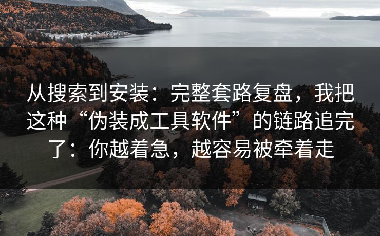 从搜索到安装：完整套路复盘，我把这种“伪装成工具软件”的链路追完了：你越着急，越容易被牵着走