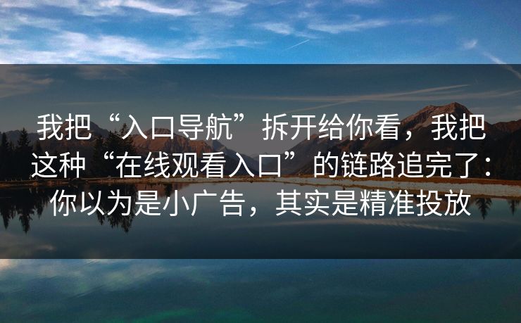 我把“入口导航”拆开给你看，我把这种“在线观看入口”的链路追完了：你以为是小广告，其实是精准投放