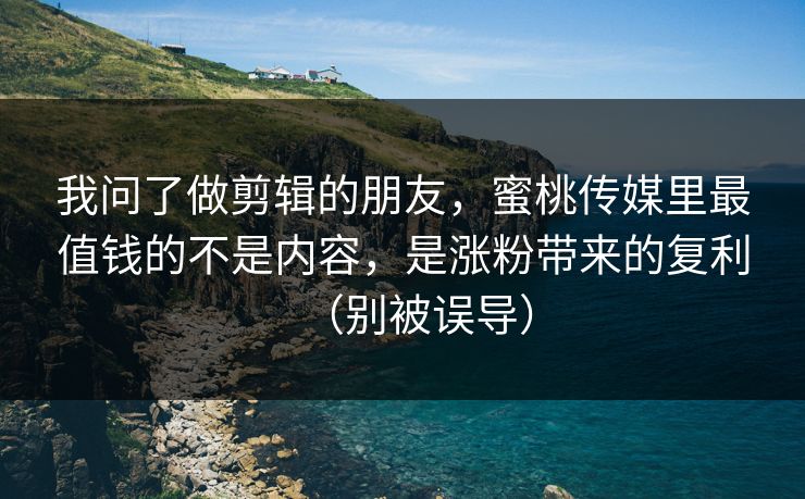 我问了做剪辑的朋友，蜜桃传媒里最值钱的不是内容，是涨粉带来的复利（别被误导）