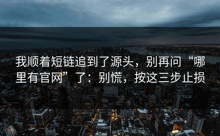 我顺着短链追到了源头，别再问“哪里有官网”了：别慌，按这三步止损