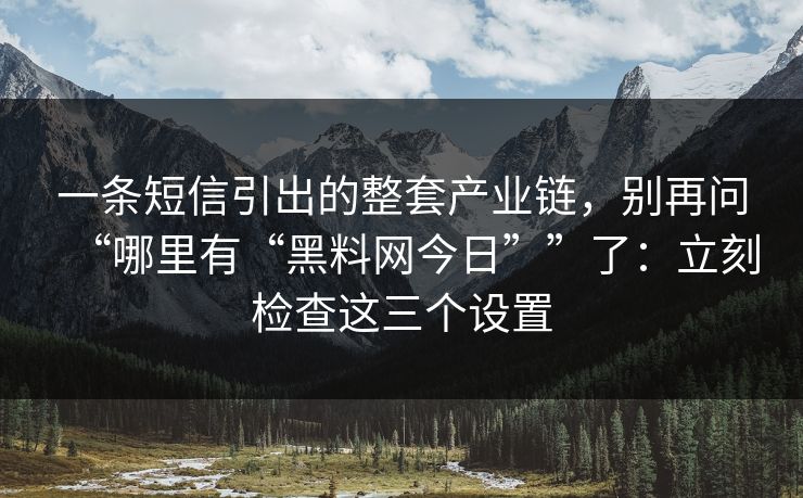 一条短信引出的整套产业链,别再问“哪里有“黑料网今日””了:立刻检查这三个设置 一条短信引出的整套产业链,别再问“哪里有“黑料网今日””了:立刻检查这三个设置