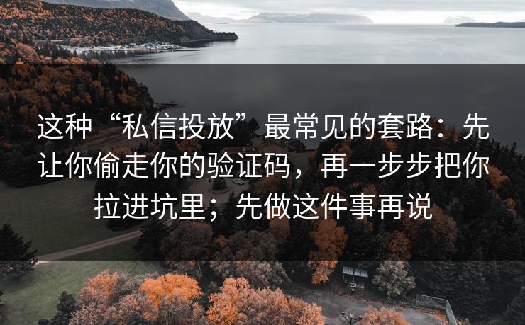 这种“私信投放”最常见的套路：先让你偷走你的验证码，再一步步把你拉进坑里；先做这件事再说