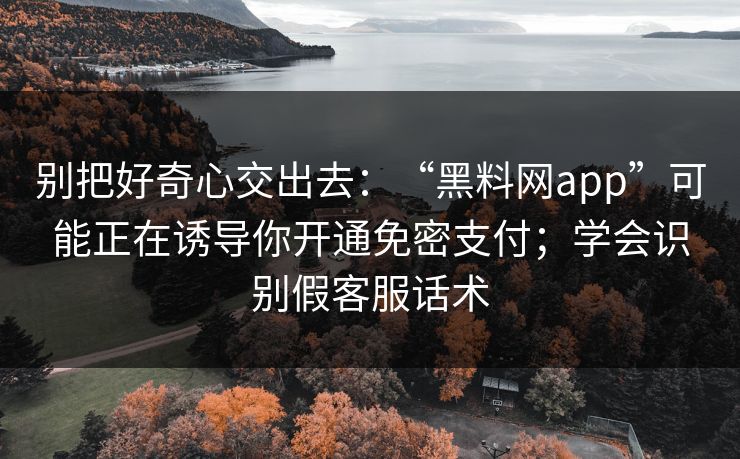 别把好奇心交出去：“黑料网app”可能正在诱导你开通免密支付；学会识别假客服话术