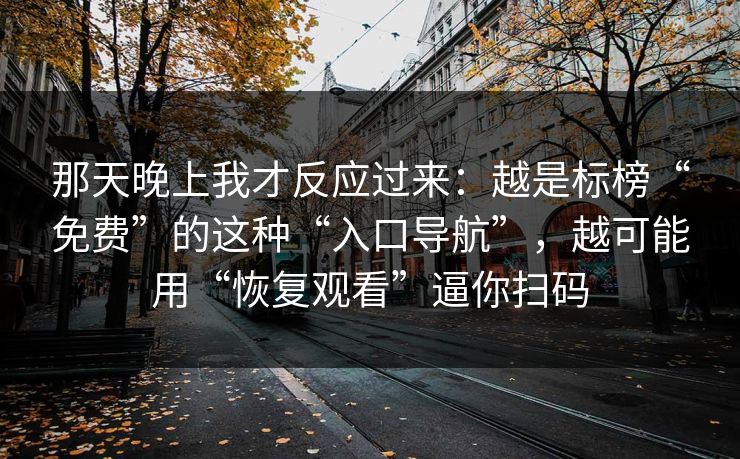 那天晚上我才反应过来：越是标榜“免费”的这种“入口导航”，越可能用“恢复观看”逼你扫码  第1张