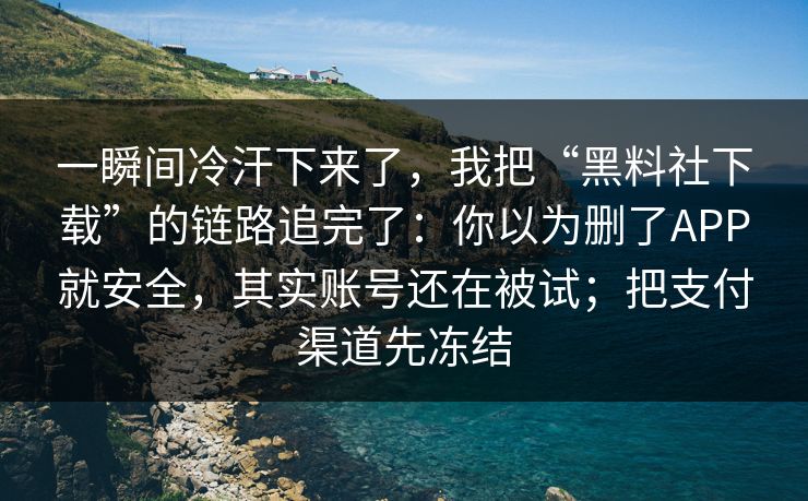 一瞬间冷汗下来了，我把“黑料社下载”的链路追完了：你以为删了APP就安全，其实账号还在被试；把支付渠道先冻结