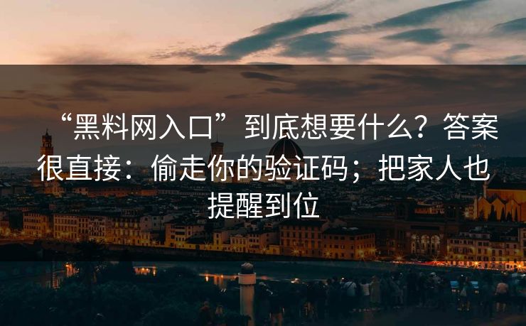 “黑料网入口”到底想要什么？答案很直接：偷走你的验证码；把家人也提醒到位