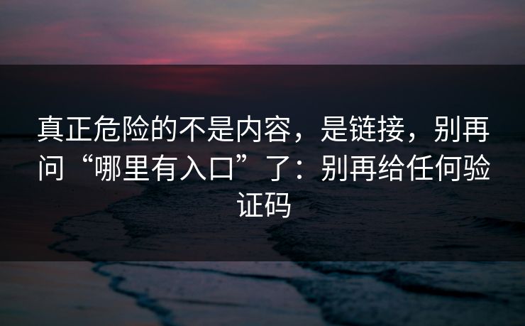 真正危险的不是内容，是链接，别再问“哪里有入口”了：别再给任何验证码