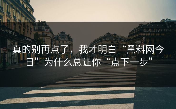 真的别再点了，我才明白“黑料网今日”为什么总让你“点下一步”